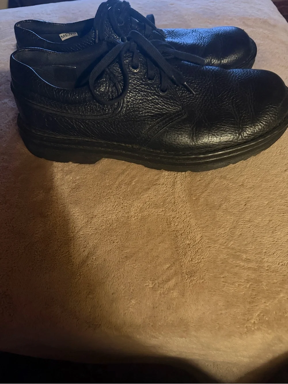 Dr. Martens Black Textured Leather Hampshire Industrial line Shoes, Size 9